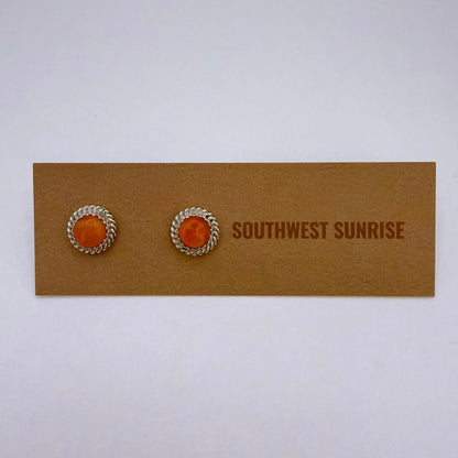 Orange Spiny Stud Earrings