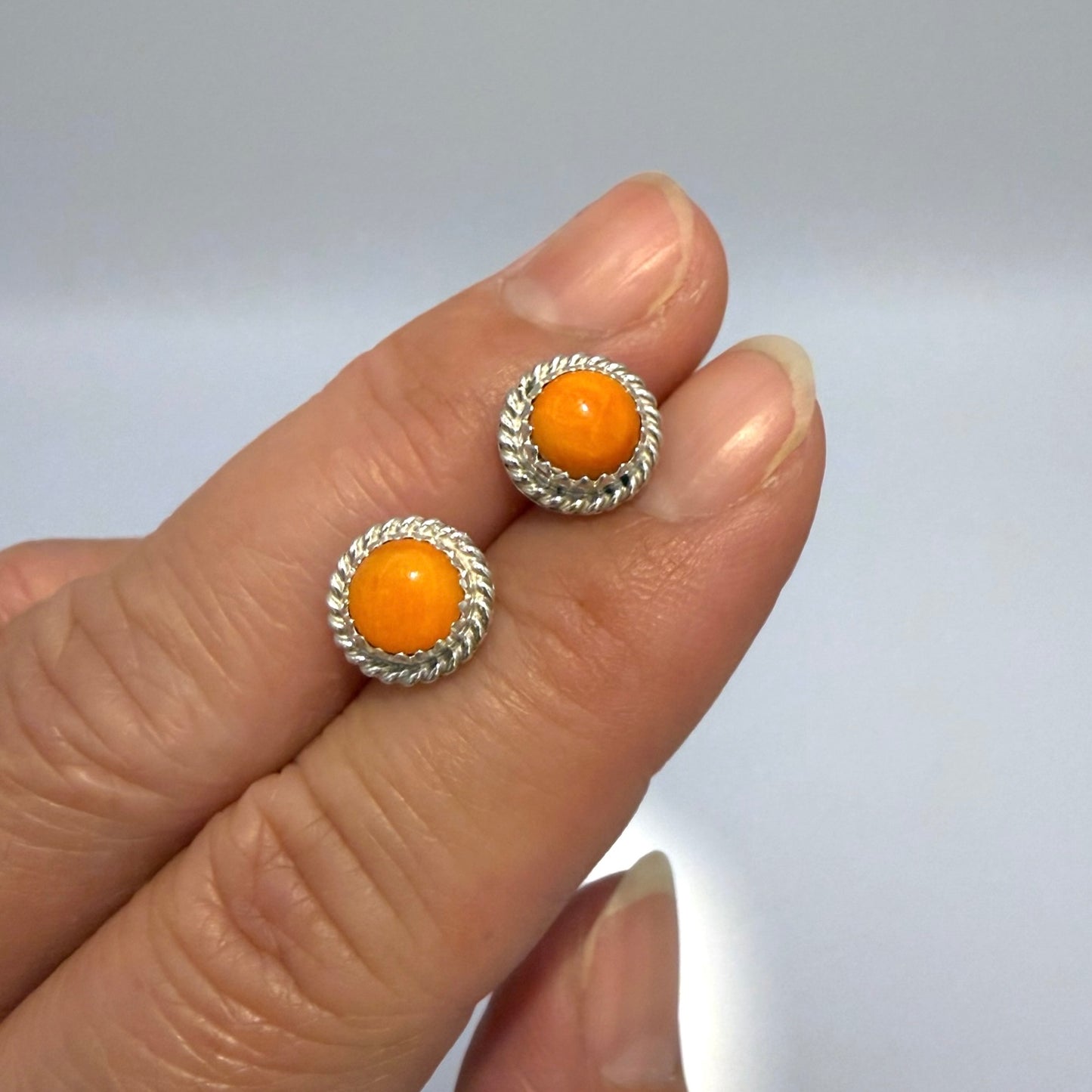 Orange Spiny Stud Earrings