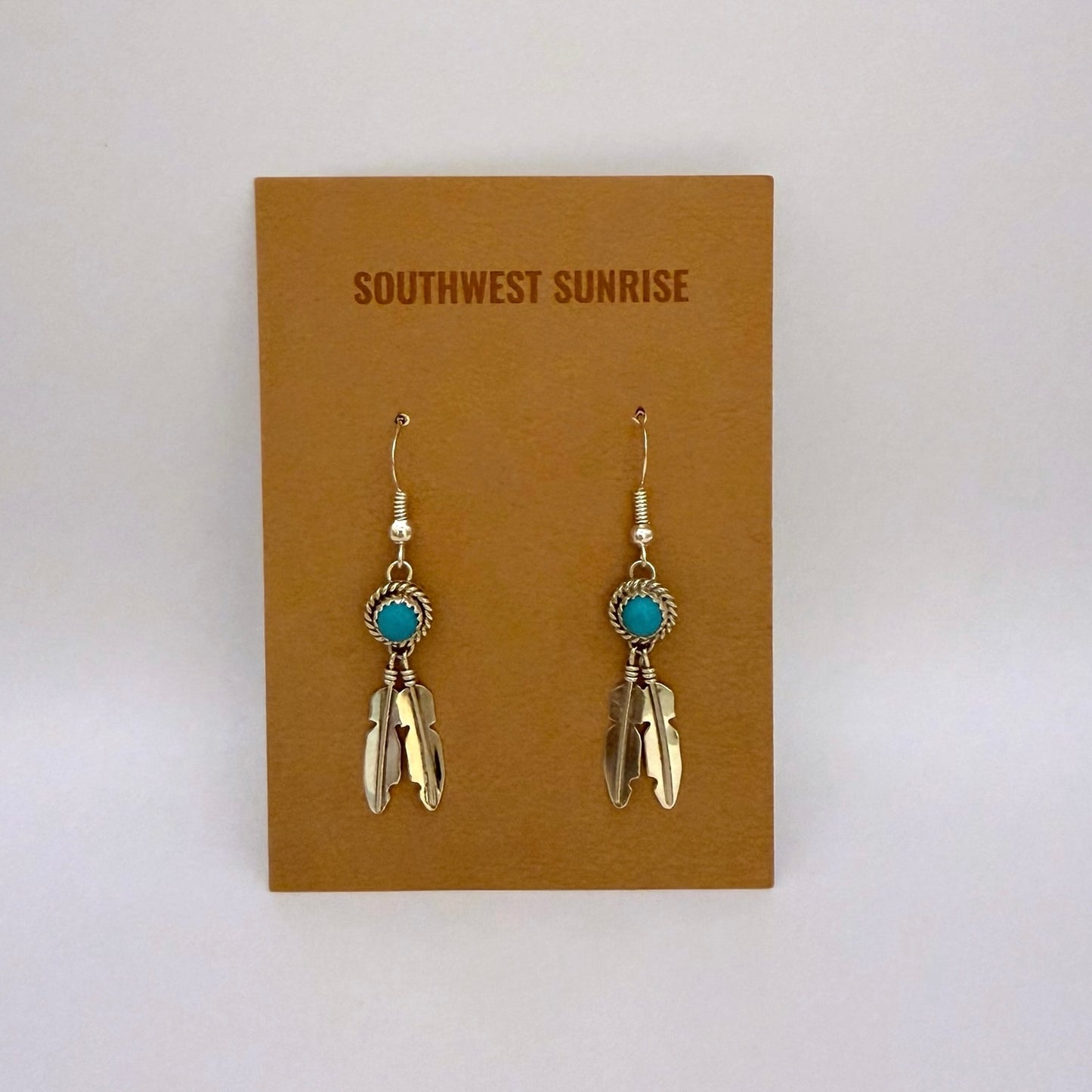Turquoise Feather Earrings