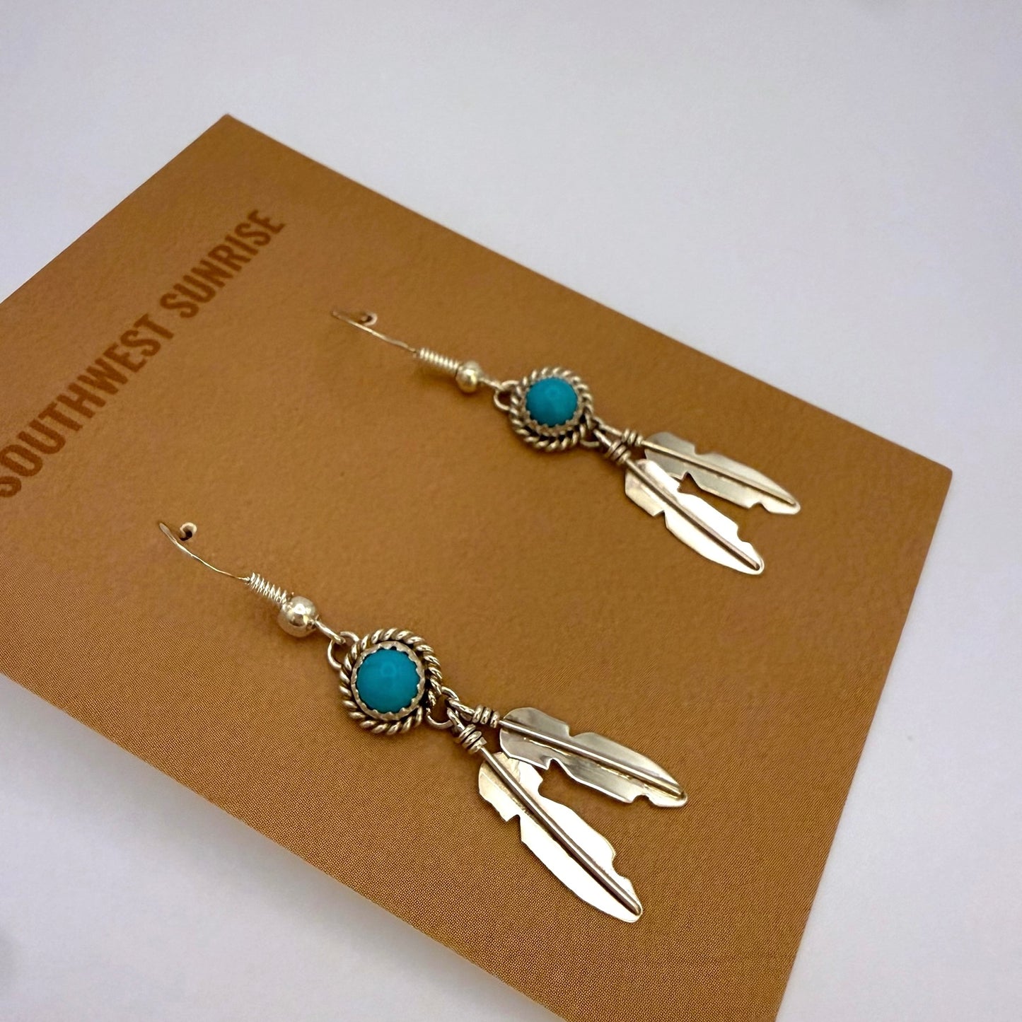 Turquoise Feather Earrings