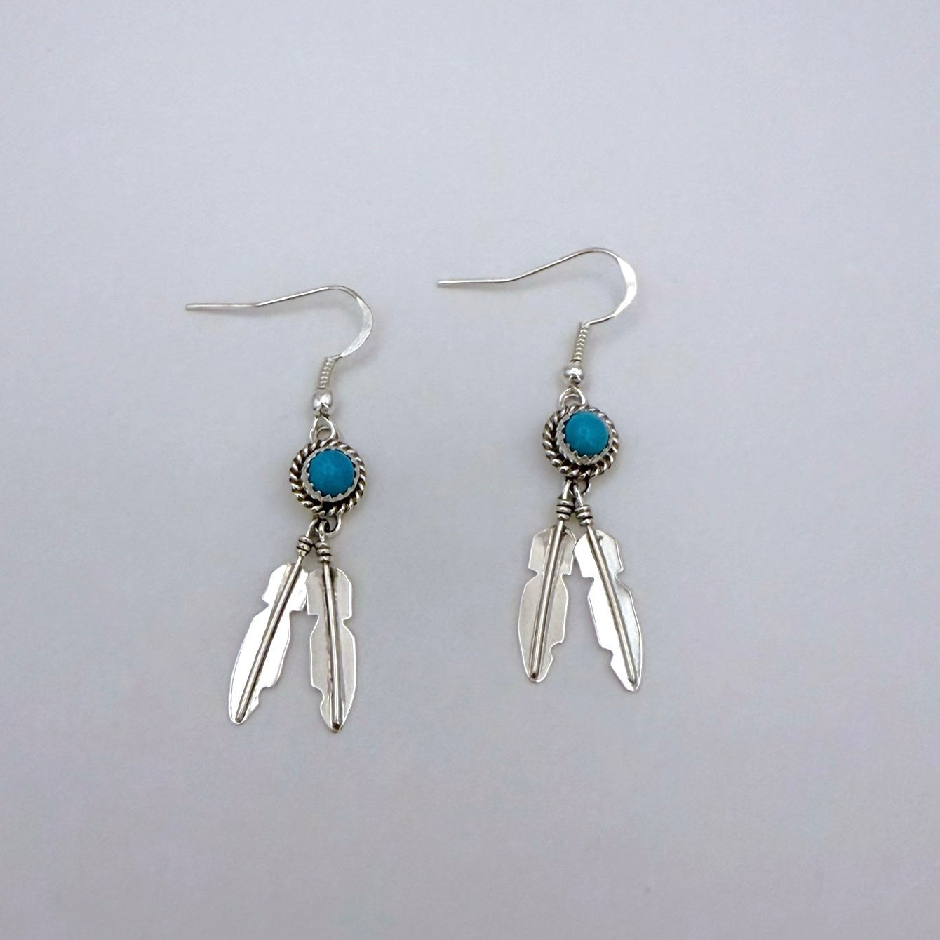 Turquoise Feather Earrings