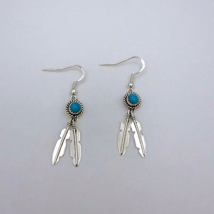 Turquoise Feather Earrings
