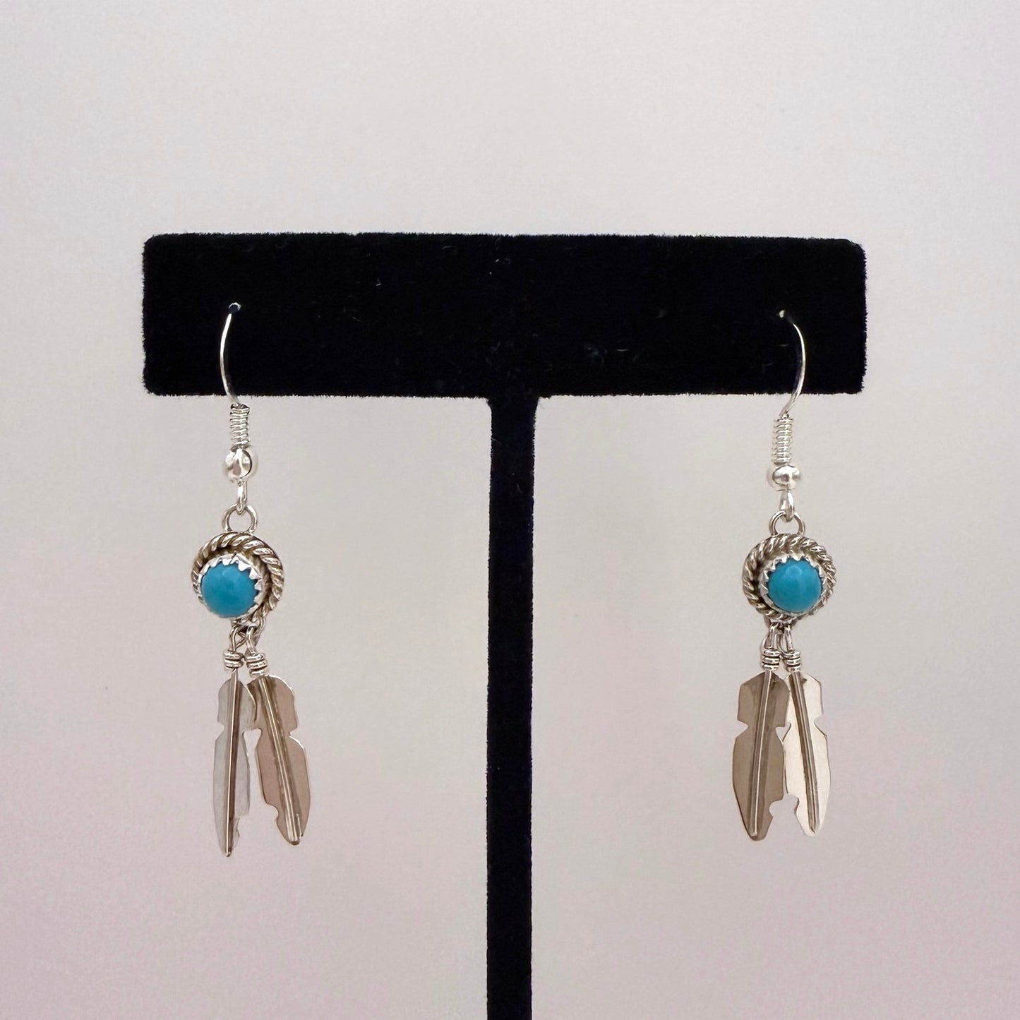 Turquoise Feather Earrings