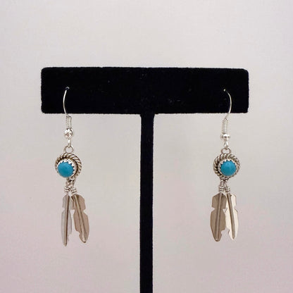Turquoise Feather Earrings