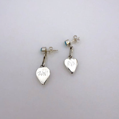 Turquoise Inlay Heart Dangle Earrings A