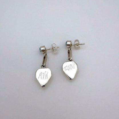 Turquoise Inlay Heart Dangle Earrings B