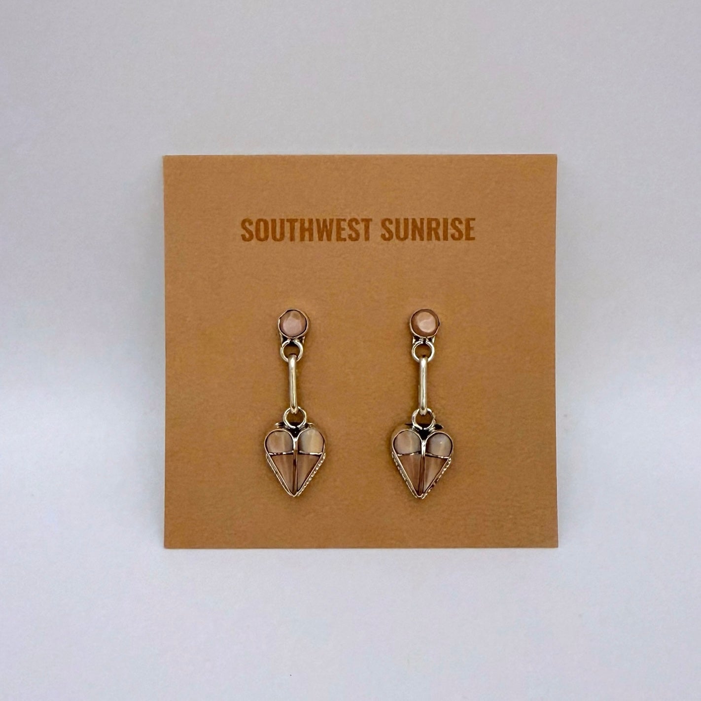 Mother of Pearl Inlay Heart Dangle Earrings