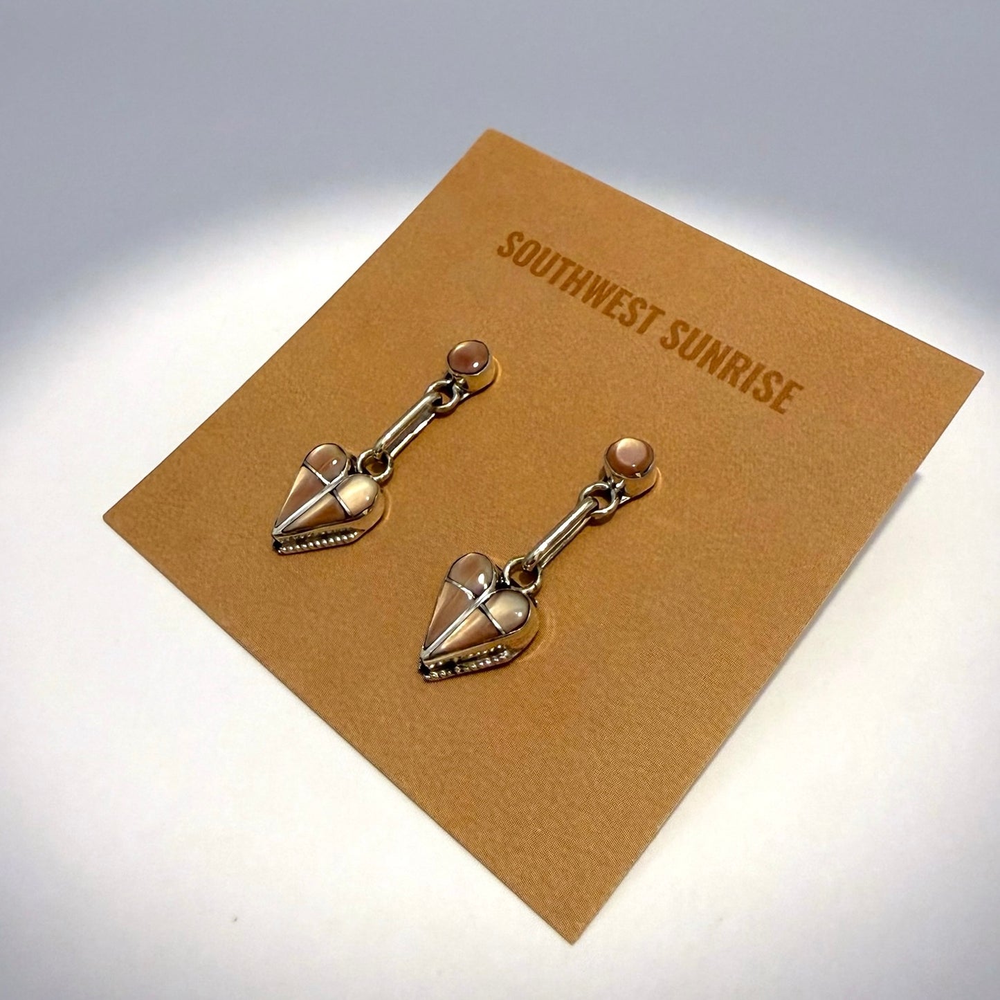 Mother of Pearl Inlay Heart Dangle Earrings