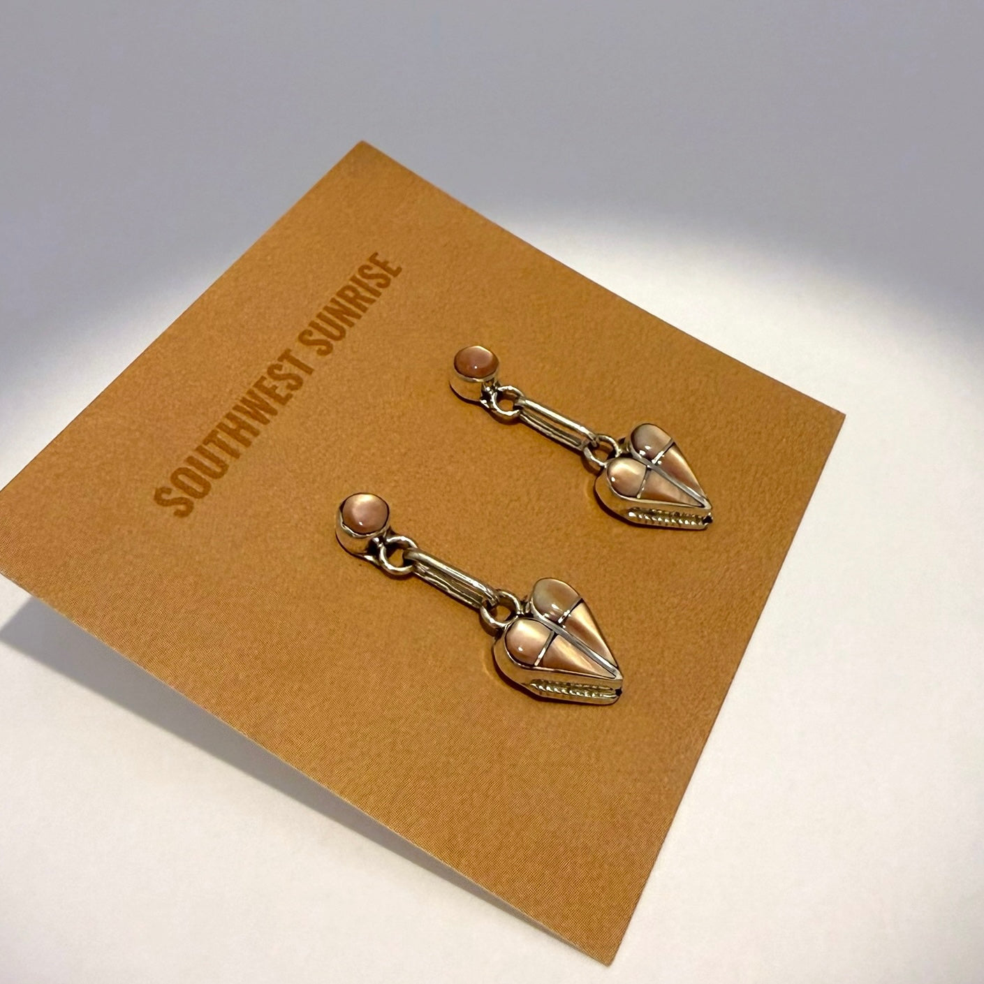 Mother of Pearl Inlay Heart Dangle Earrings