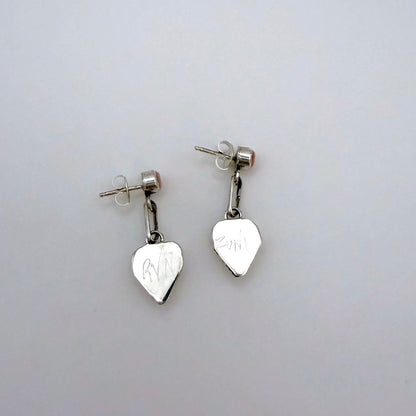 Pink Conch Inlay Heart Dangle Earrings