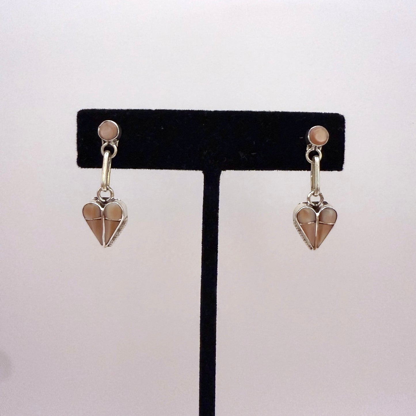 Mother of Pearl Inlay Heart Dangle Earrings