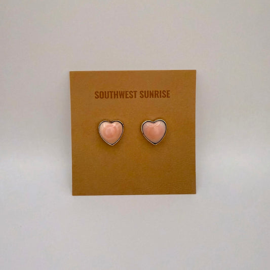 Pink Conch Heart Stud Earrings