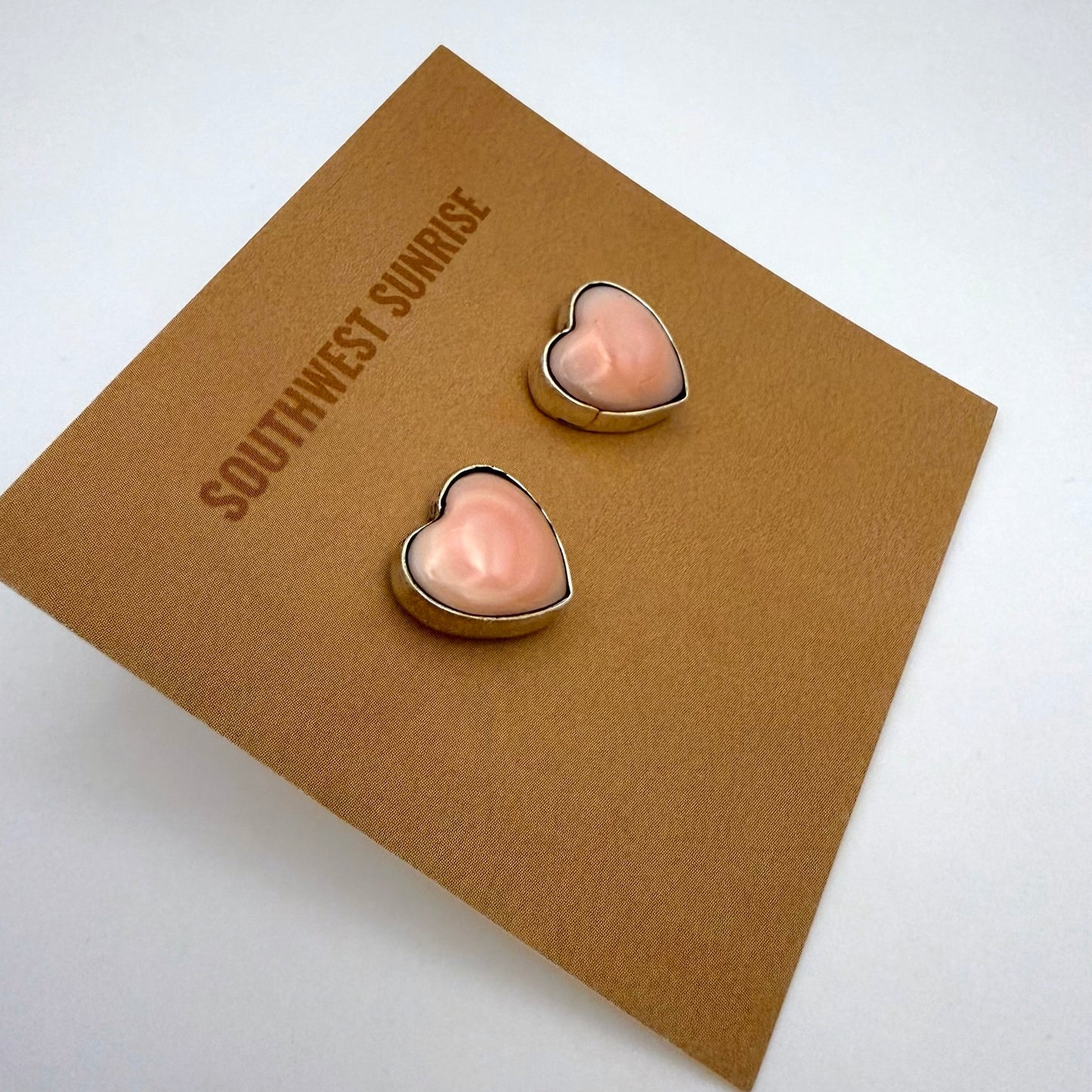 Pink Conch Heart Stud Earrings