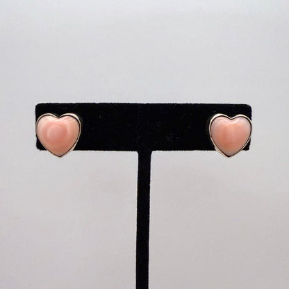 Pink Conch Heart Stud Earrings