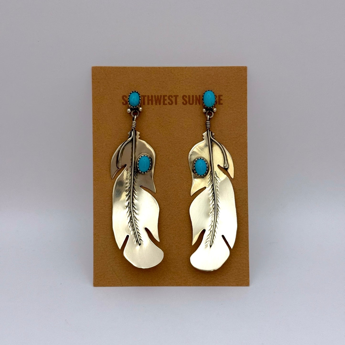 Turquoise Feather Earrings
