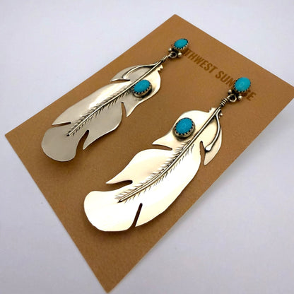 Turquoise Feather Earrings