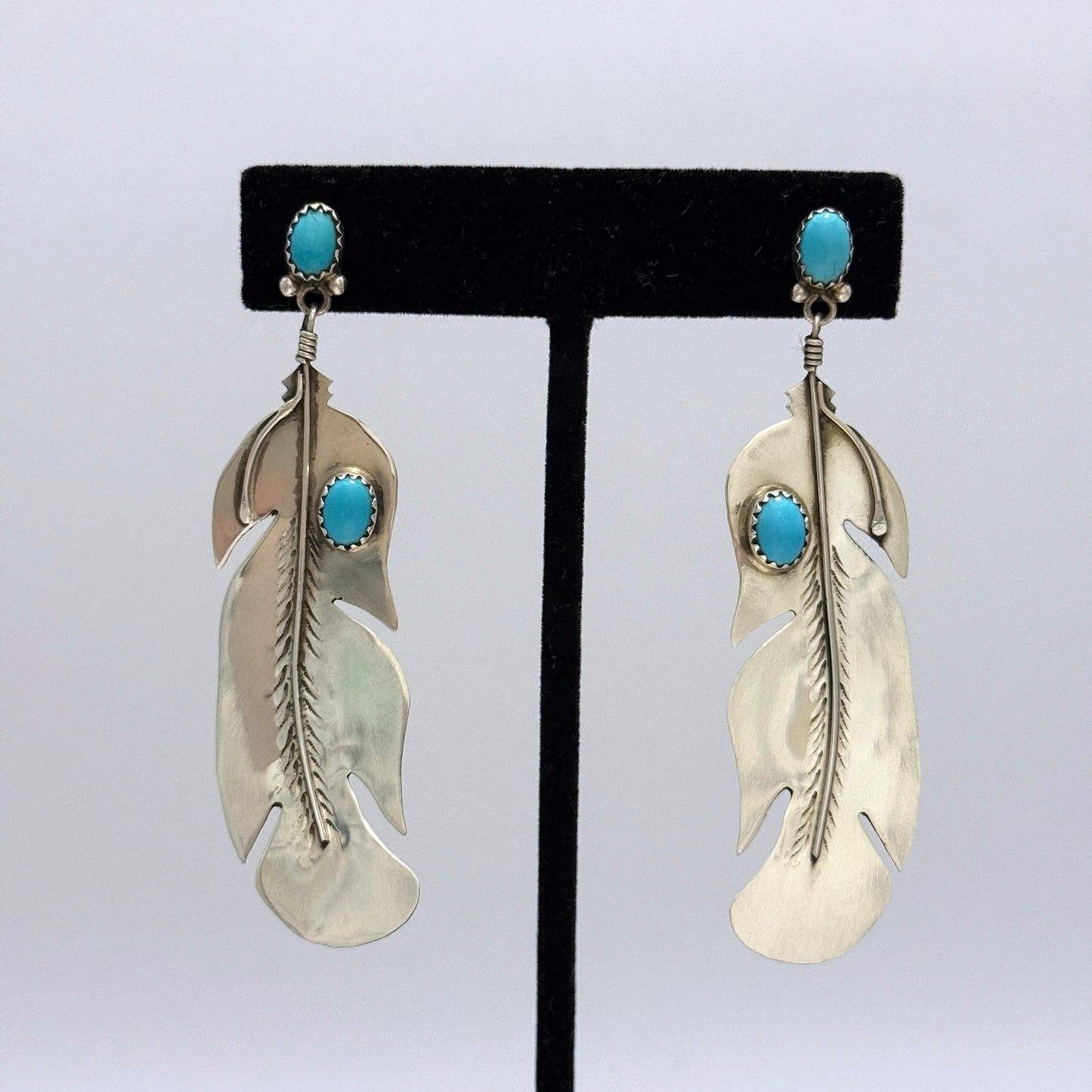 Turquoise Feather Earrings