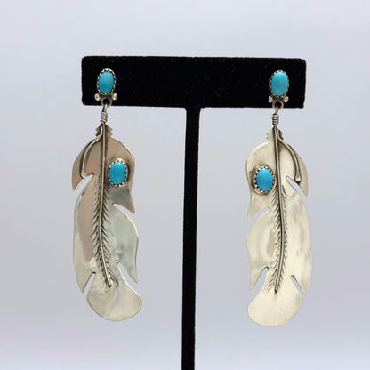 Turquoise Feather Earrings