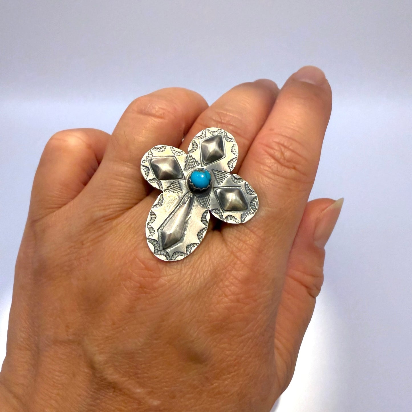 Turquoise Cross Ring Size 9