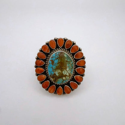 Spiny & Kingman Turquoise Cluster Ring Size 10