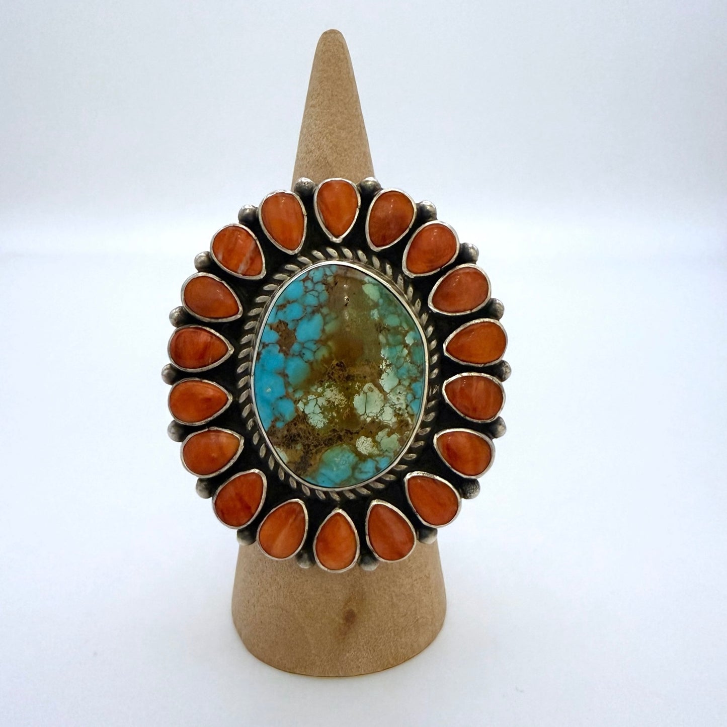 Spiny & Kingman Turquoise Cluster Ring Size 10
