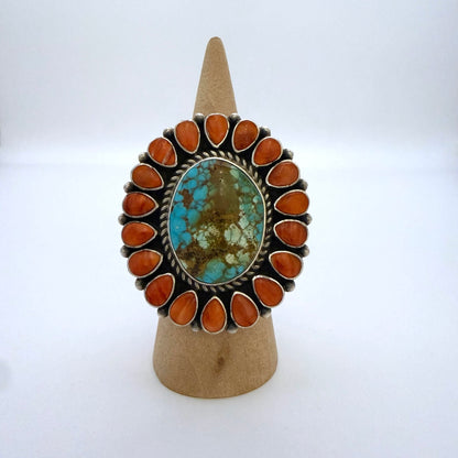 Spiny & Kingman Turquoise Cluster Ring Size 10