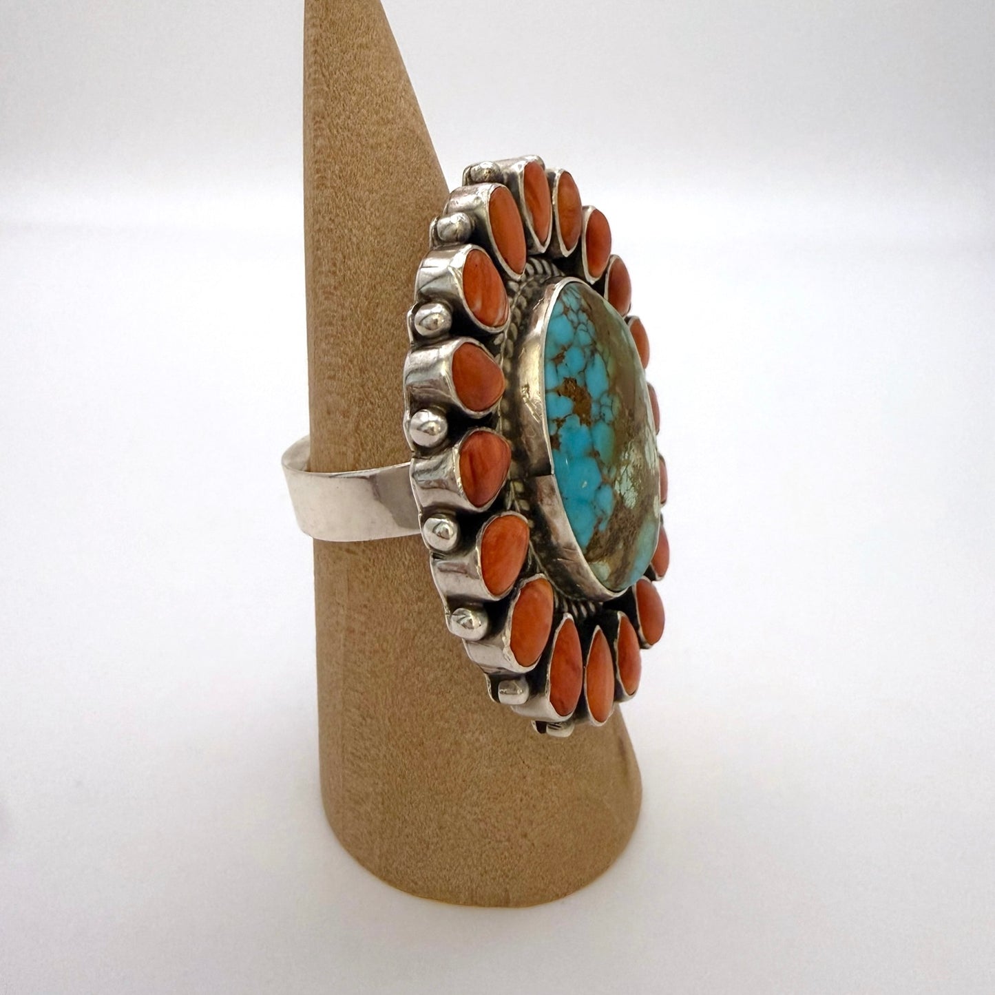 Spiny & Kingman Turquoise Cluster Ring Size 10