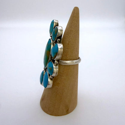 Turquoise Mountain Turquoise Half Cluster Adjustable Ring By Geraldine James