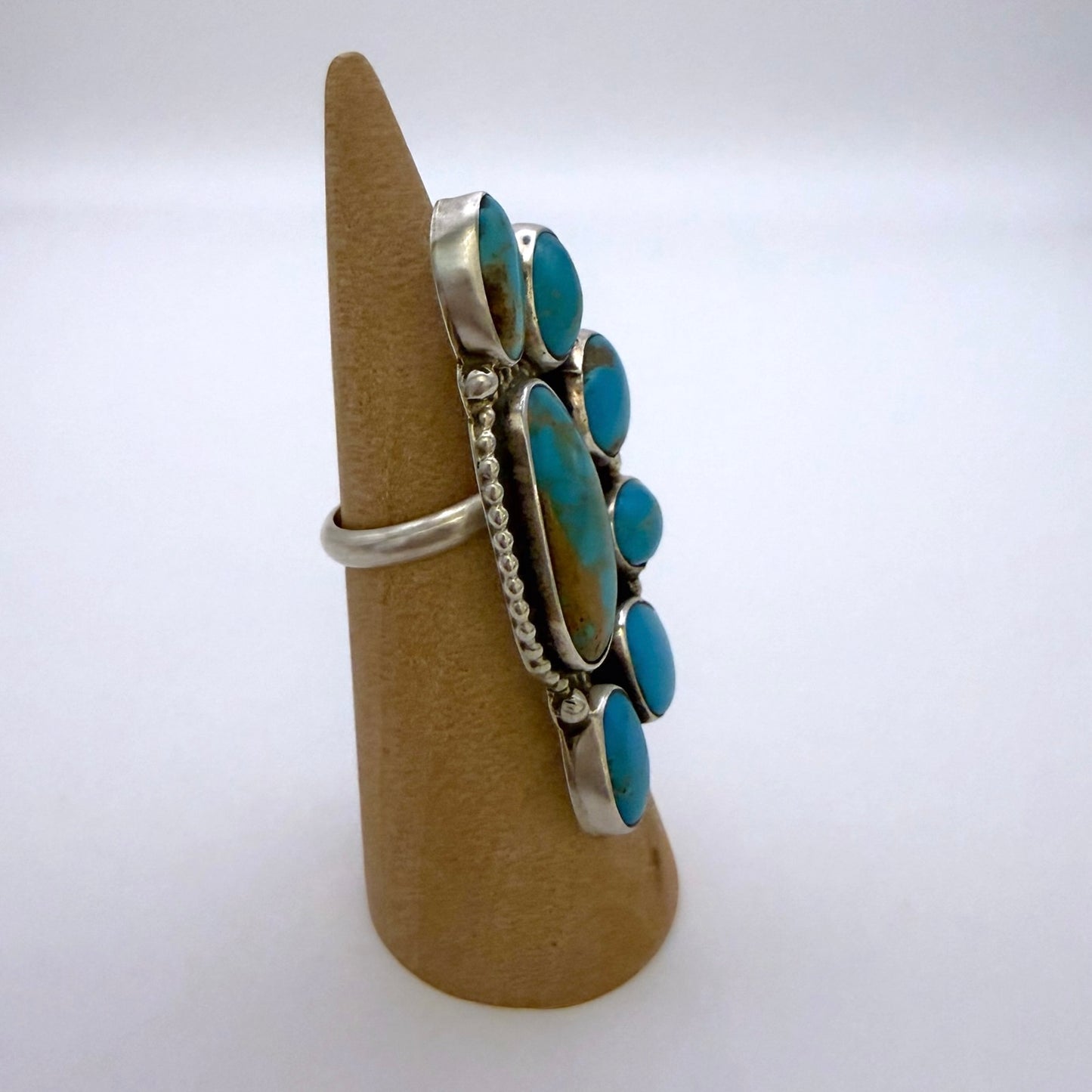 Turquoise Mountain Turquoise Half Cluster Adjustable Ring By Geraldine James