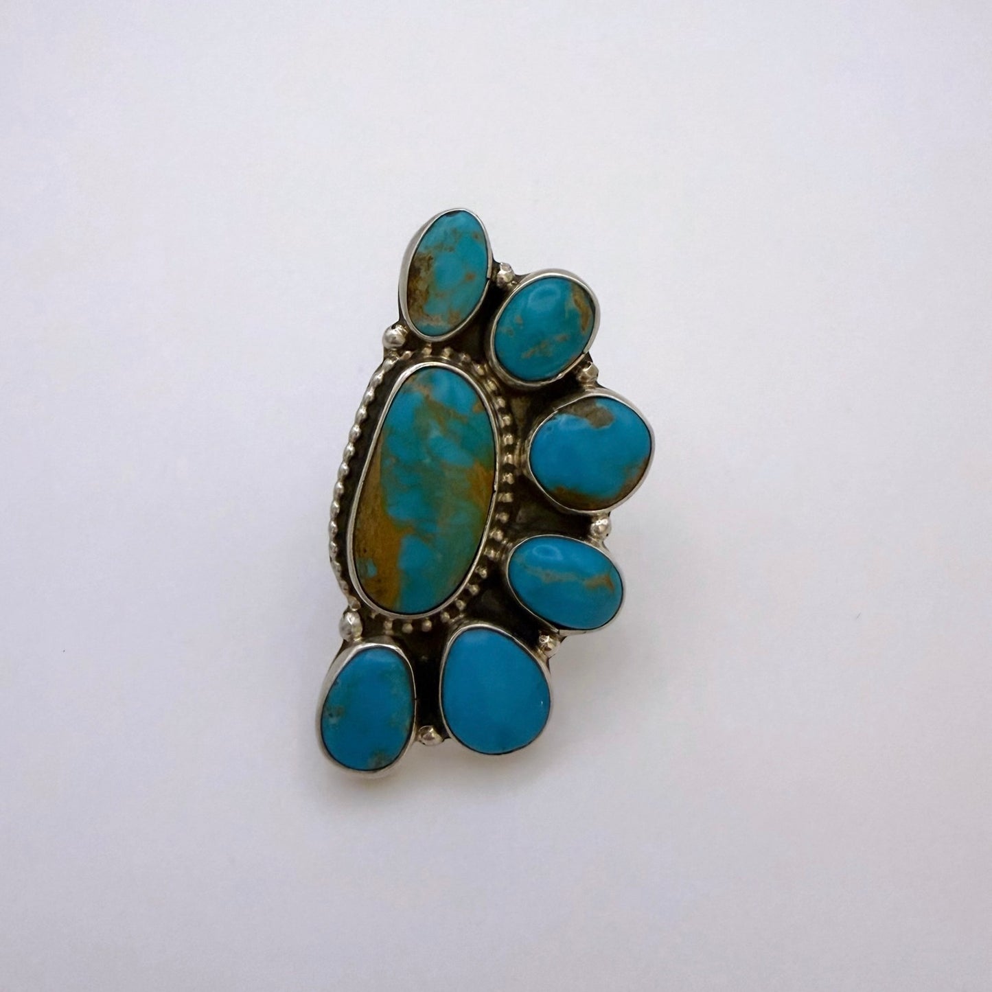Turquoise Mountain Turquoise Half Cluster Adjustable Ring By Geraldine James