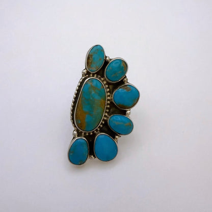 Turquoise Mountain Turquoise Half Cluster Adjustable Ring By Geraldine James