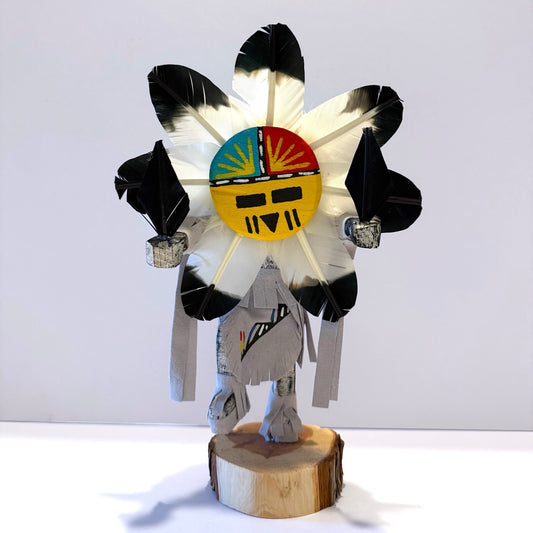 Native American Navajo Sunface Kachina Doll / White