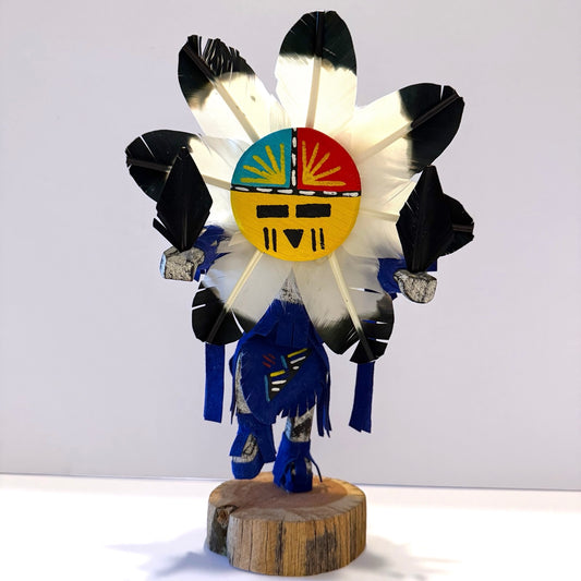 Native American Navajo Sunface Kachina Doll / Blue