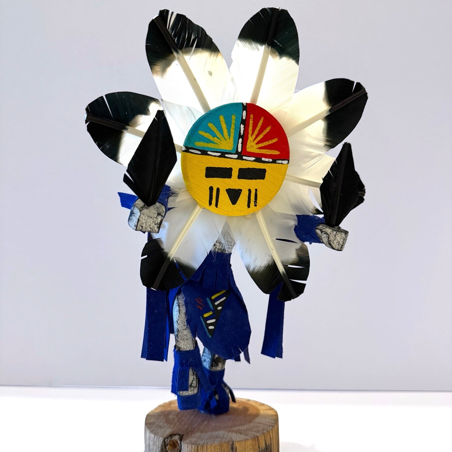 Native American Navajo Sunface Kachina Doll / Blue