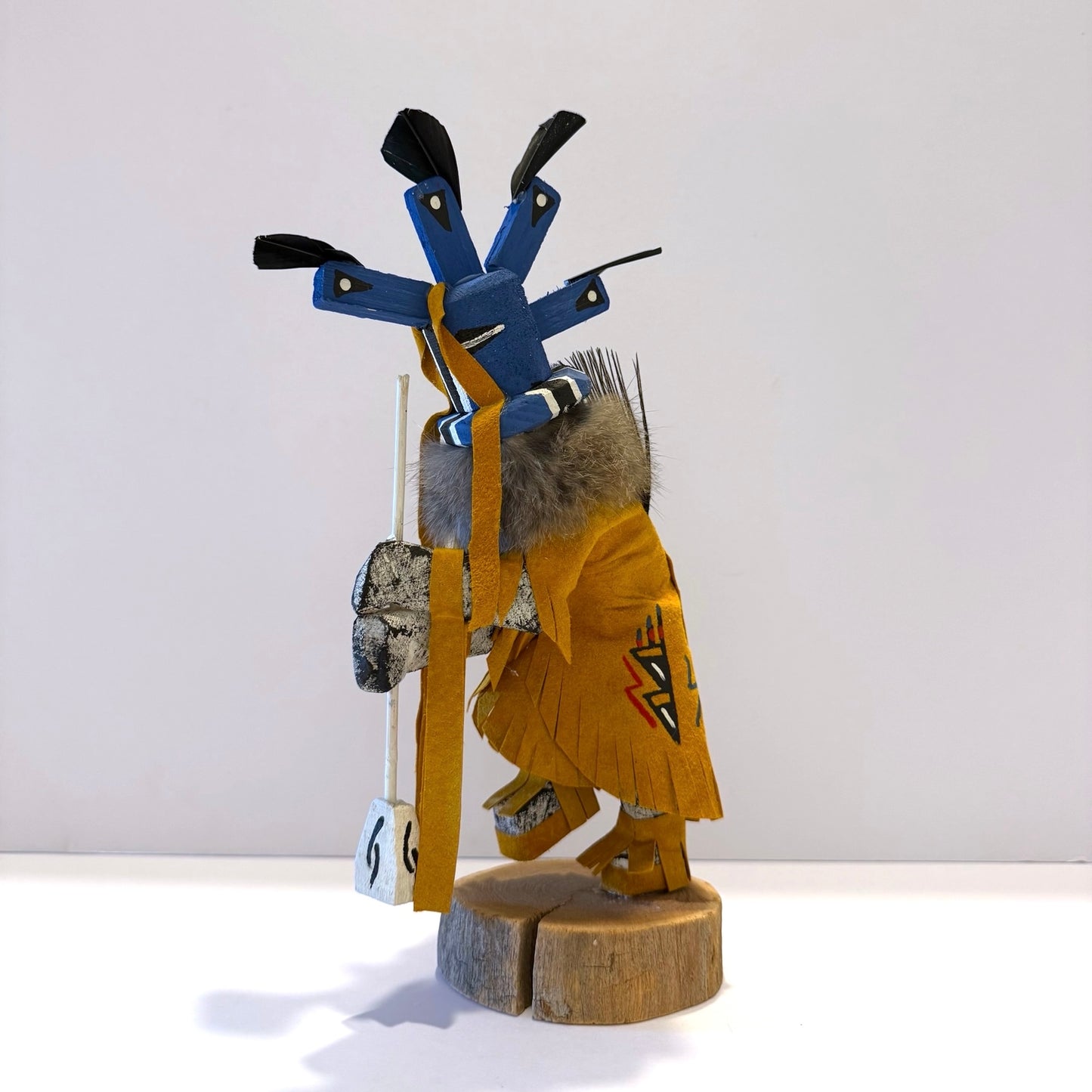 Native American Navajo Kokopelli Kachina Doll / Gold