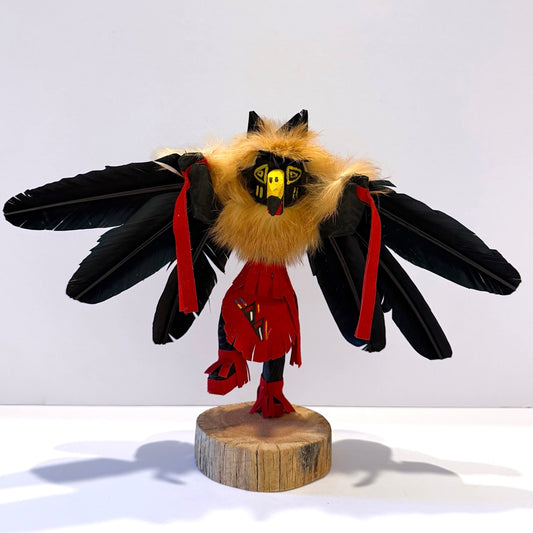 Native American Navajo Raven Kachina Doll / Red