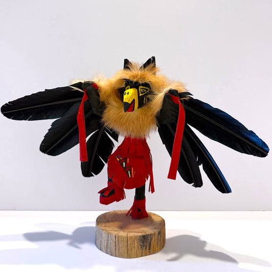 Native American Navajo Raven Kachina Doll / Red