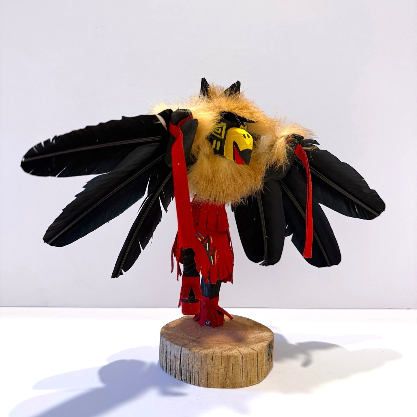 Native American Navajo Raven Kachina Doll / Red