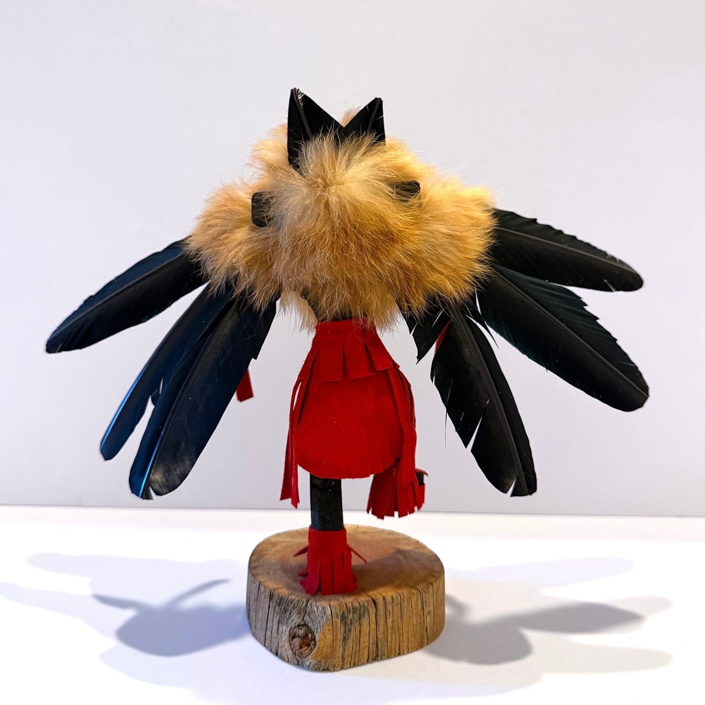 Native American Navajo Raven Kachina Doll / Red
