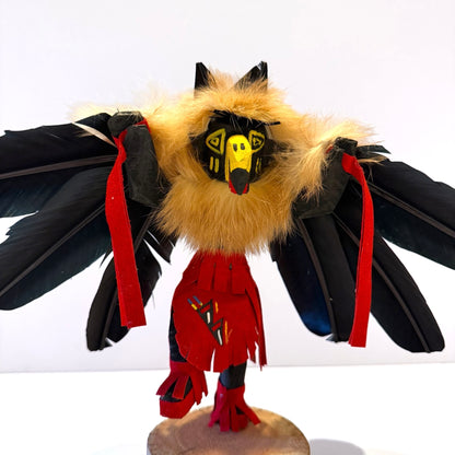 Native American Navajo Raven Kachina Doll / Red