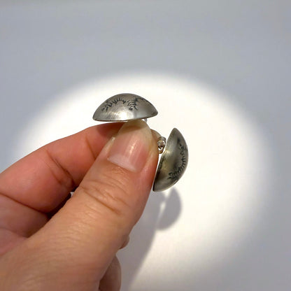 Stamped Button Stud Earrings Oxidized 7/8"