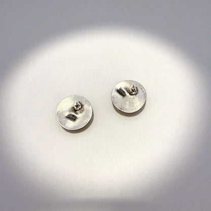 Stamped Button Stud Earrings Oxidized 7/8"