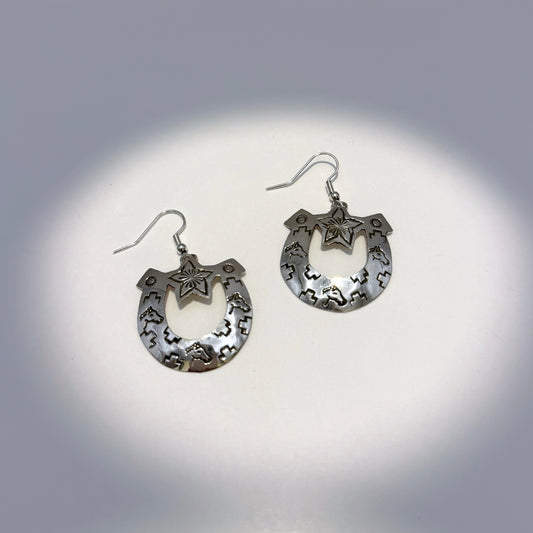 Stamped Horseshoe Dangle Earrings