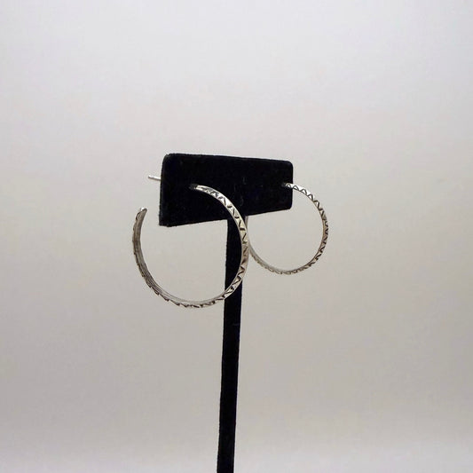 Stamped Hoop Earrings 1"