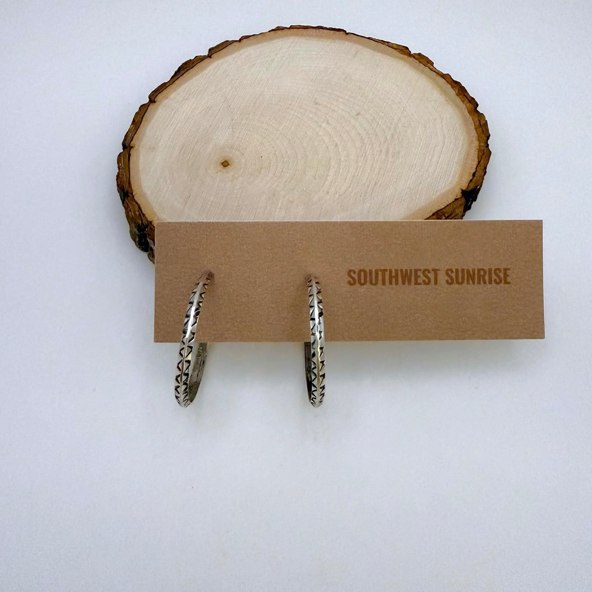 Stamped Hoop Earrings 1"