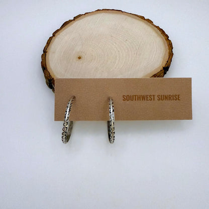 Stamped Hoop Earrings 1"