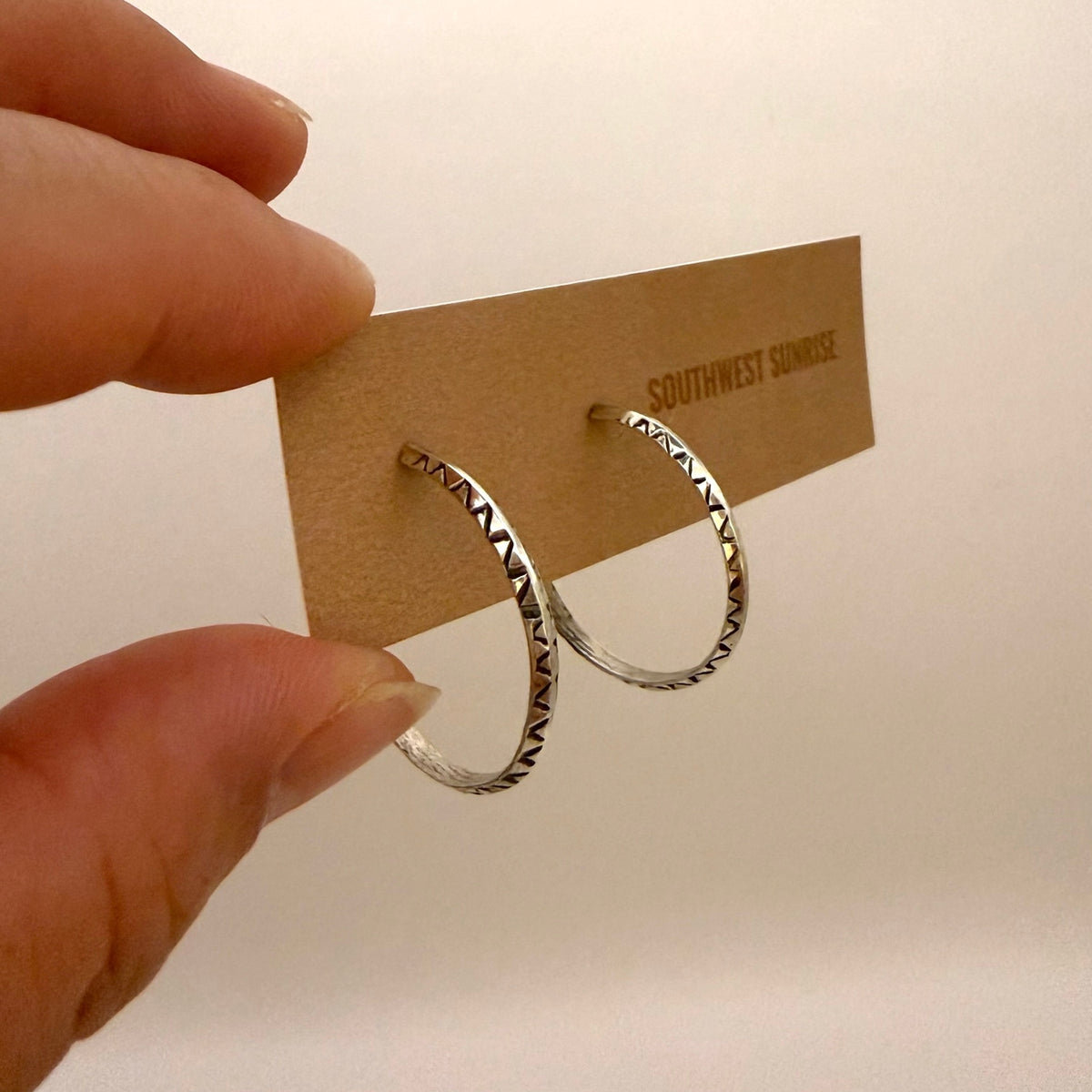 Stamped Hoop Earrings 1"