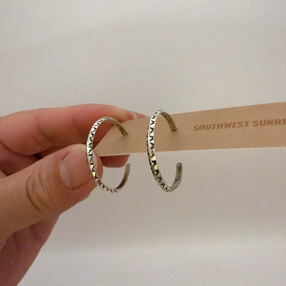 Stamped Hoop Earrings 1"