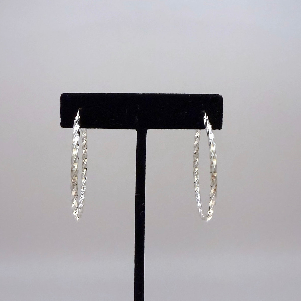 Twisted Sterling Silver Hoop Earrings – 1.65"