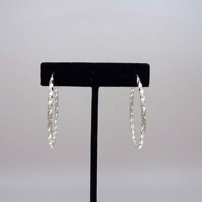 Twisted Sterling Silver Hoop Earrings – 1.65"